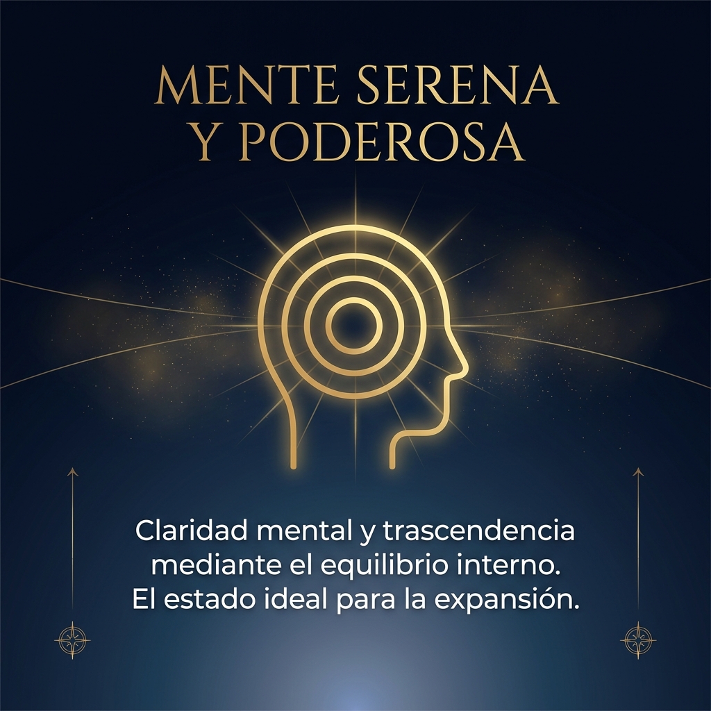 ESTILO VISUAL DE MARCA: "TRANSURFING Y PODER". Fondo Azul Profundo (#050A18). Icono dorado monolineal (#C5A059) de una mente serena representada por círculos concéntricos perfectos emitiendo una luz suave. Estilo minimalista, limpio y elegante.