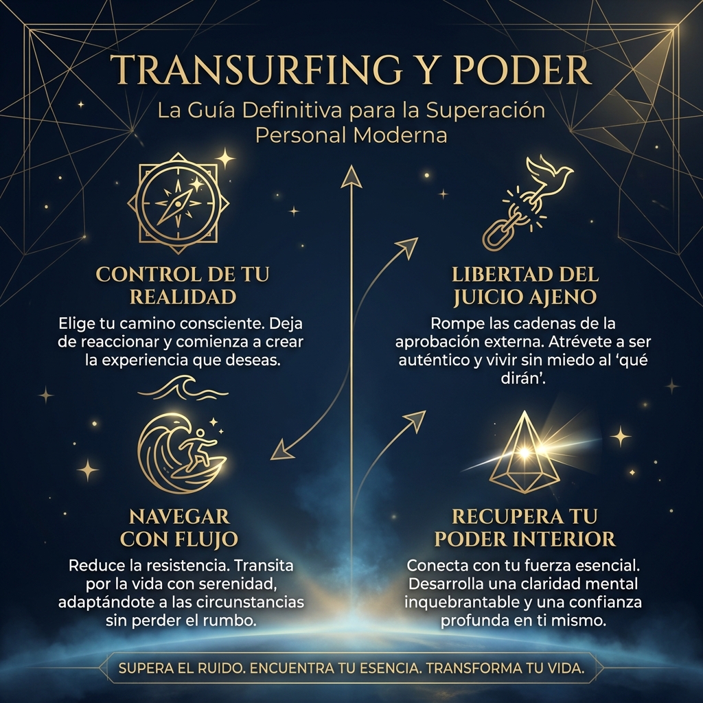 ESTILO VISUAL DE MARCA: "TRANSURFING Y PODER". Fondo Azul Profundo (#050A18) con resplandor sutil. Icono dorado monolineal (#C5A059) de un diamante brillante o un prisma reflejando luz limpia. Diseño geométrico y premium.