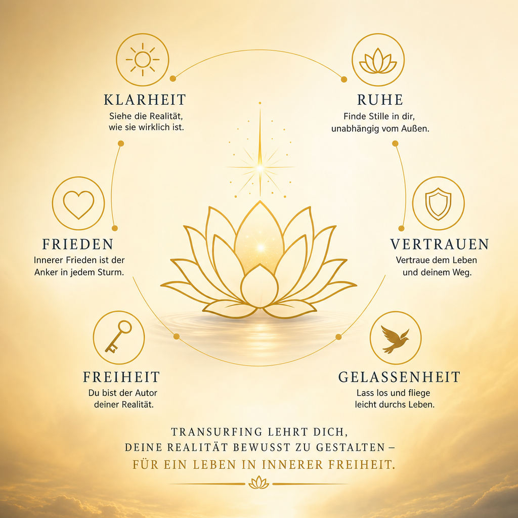 **BRAND STYLE GUIDE – PROJECT: TRANSURFING**
1. **COLOR PALETTE**: Primary Gold `#C9A050`, Radiant Amber `#FDB813`, Soft Off-White `#F5F5F5`.
2. **ICON STYLE**: Minimalist, elegant line-art icons. Color: Solid Gold.
3. **BACKGROUND STYLE**: Soft amber to off-white gradient.
4. **MOOD**: Zen, clear, peaceful.

**BILDMOTIV:**
Ein zentriertes, minimalistisches Line-Art-Icon einer geöffneten Lotosblüte, über der ein kleiner, leuchtender Funke schwebt. Es symbolisiert pure geistige Klarheit und Erwachen. Keine Texte im Bild.