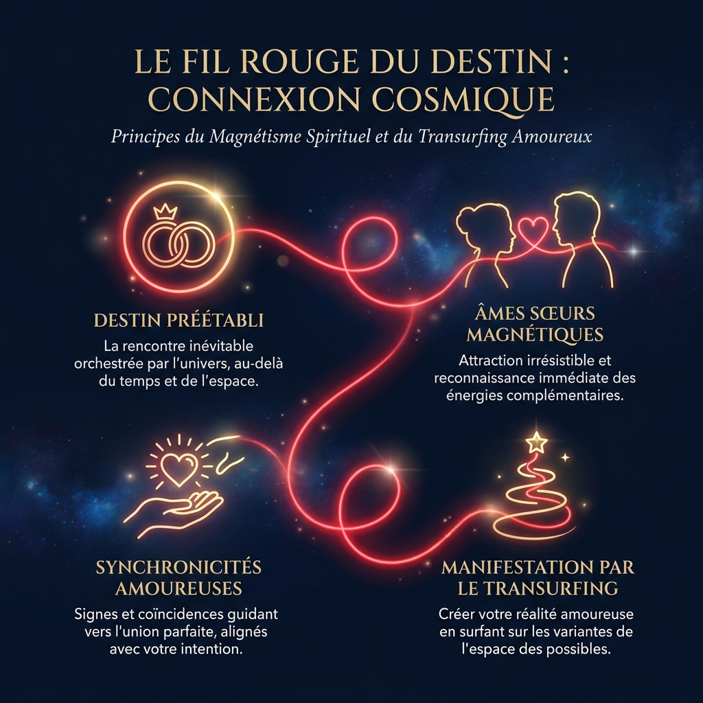 Icône minimaliste Luminous Line Art sur fond bleu nuit (#0B162C). Une silhouette de profil sereine entourée d'une aura dorée (#E8CE9D) et d'un fil rouge (#FF2D46). Style élégant, mystique et haut de gamme.