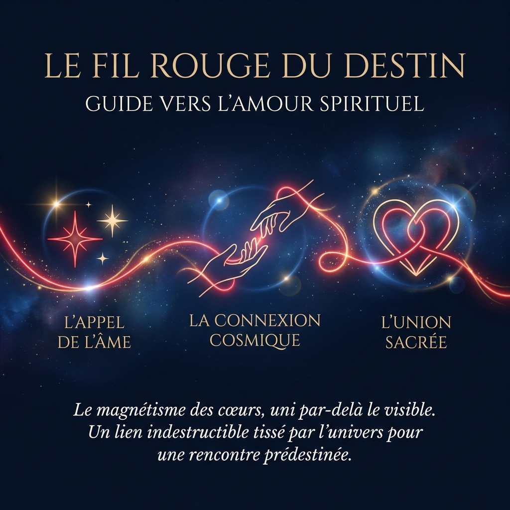 Icône minimaliste Luminous Line Art sur fond bleu nuit (#0B162C). Deux mains délicates qui s'approchent, reliées par un fil rouge lumineux (#FF2D46). Style romantique, céleste et mystique.