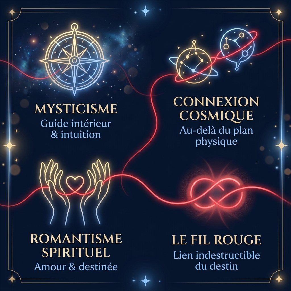 Icône minimaliste Luminous Line Art sur fond bleu nuit (#0B162C). Un cœur subtil formé par des étoiles dorées (#E8CE9D) et traversé par un fil rouge (#FF2D46). Style étoilé et majestueux.